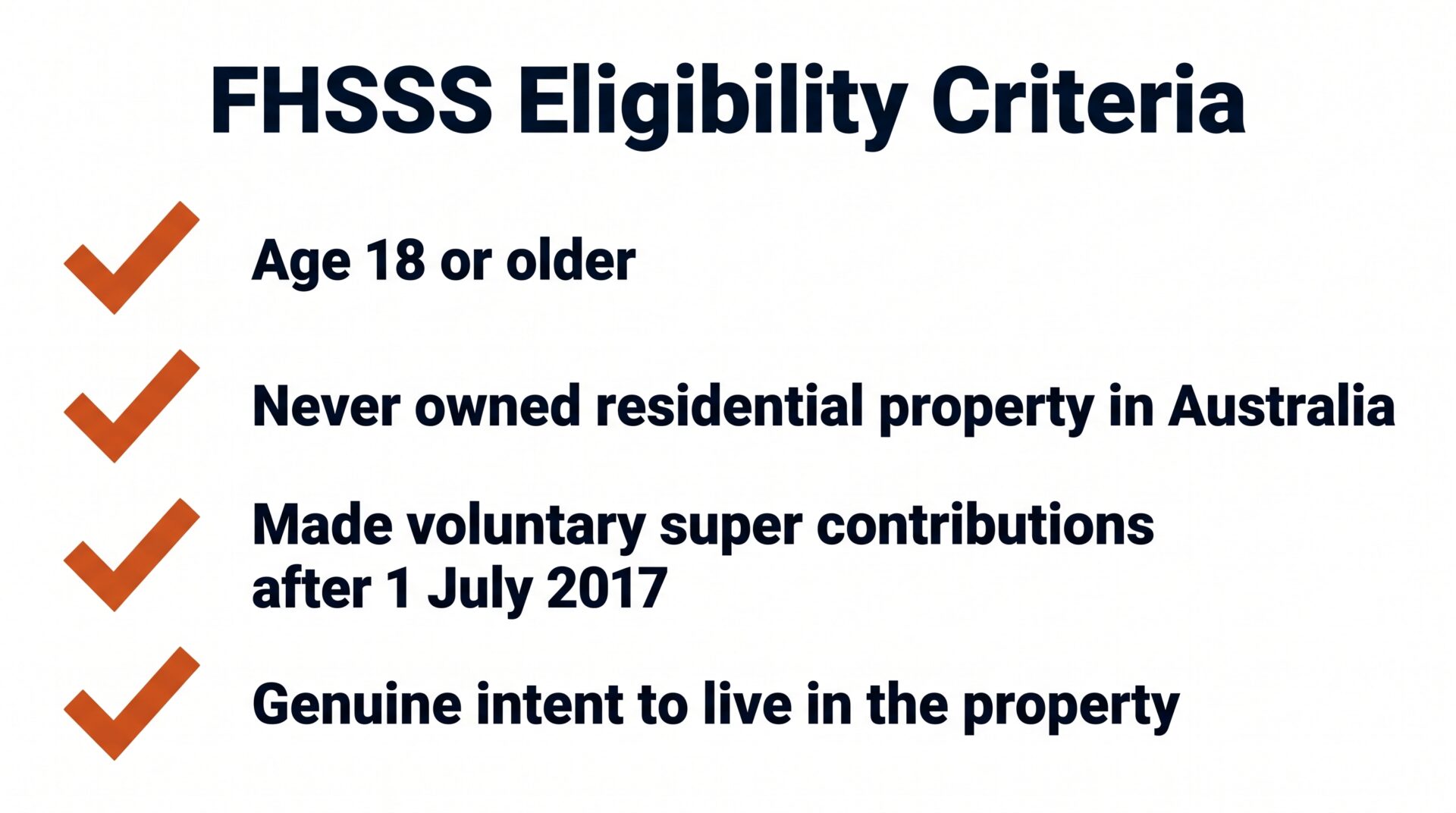 FHSSS eligibility criteria checklist for first home super saver scheme