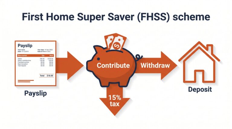 First Home Super Saver Scheme contribution flow diagram showing deposit savings pathway