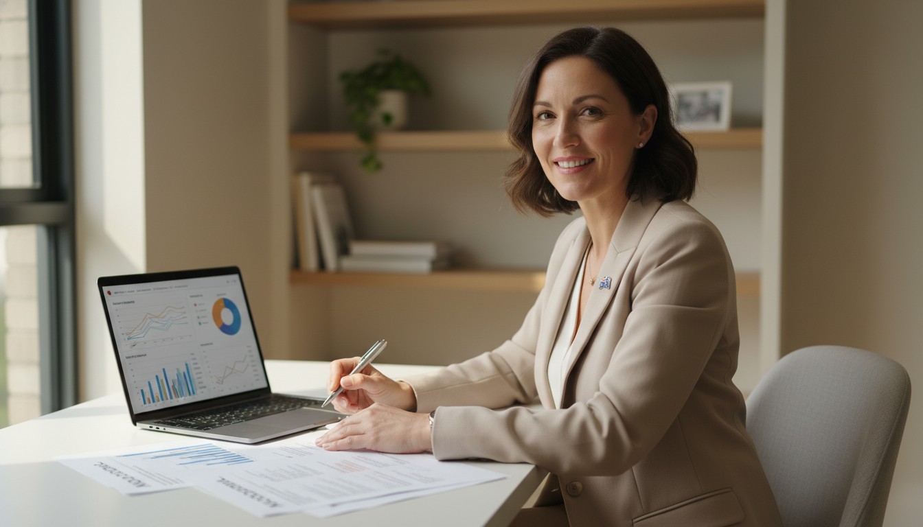Australian professional reviewing home loan documents with HECS debt at home desk