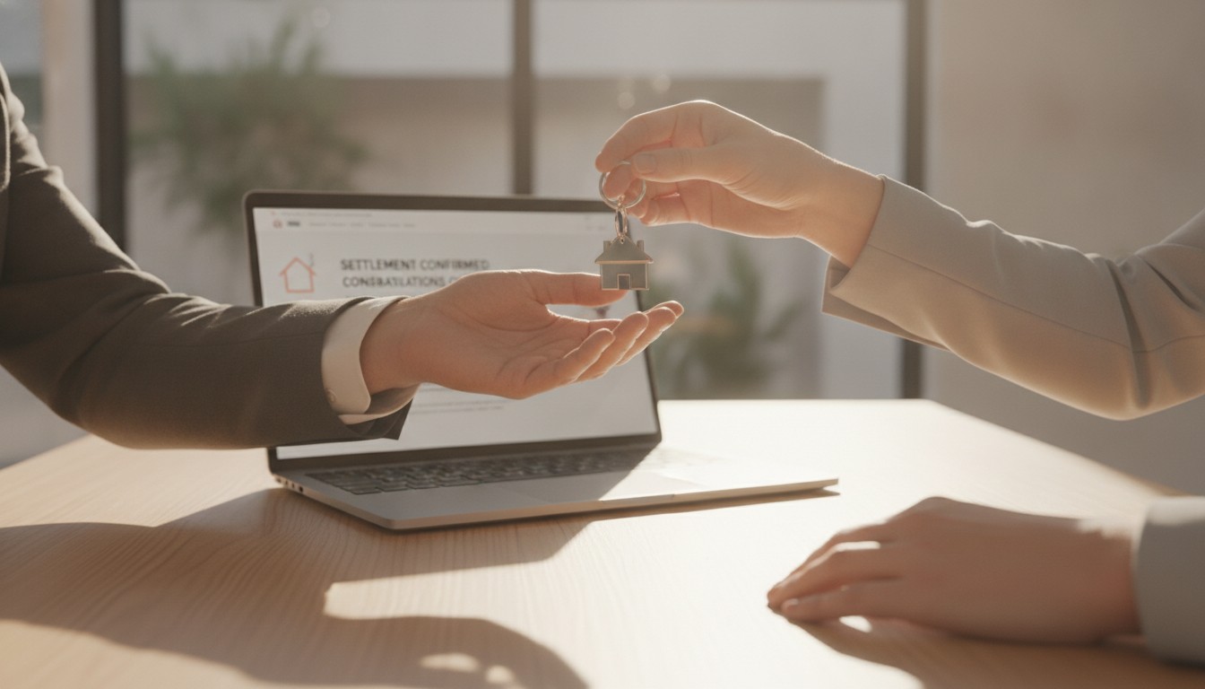 House keys handed over on settlement day after home loan settlement completes